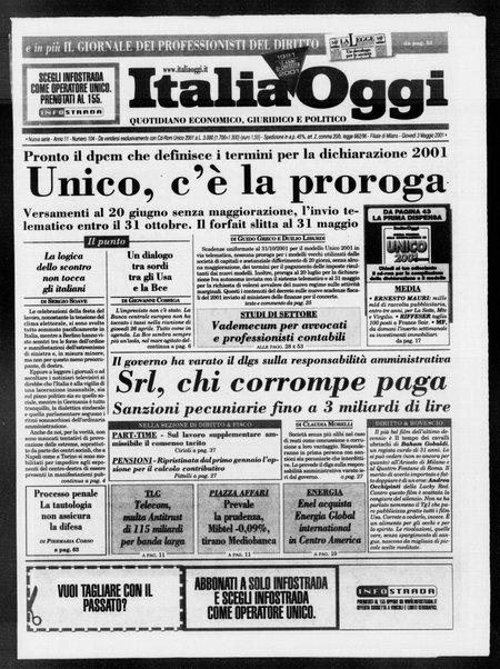 Italia oggi : quotidiano di economia finanza e politica